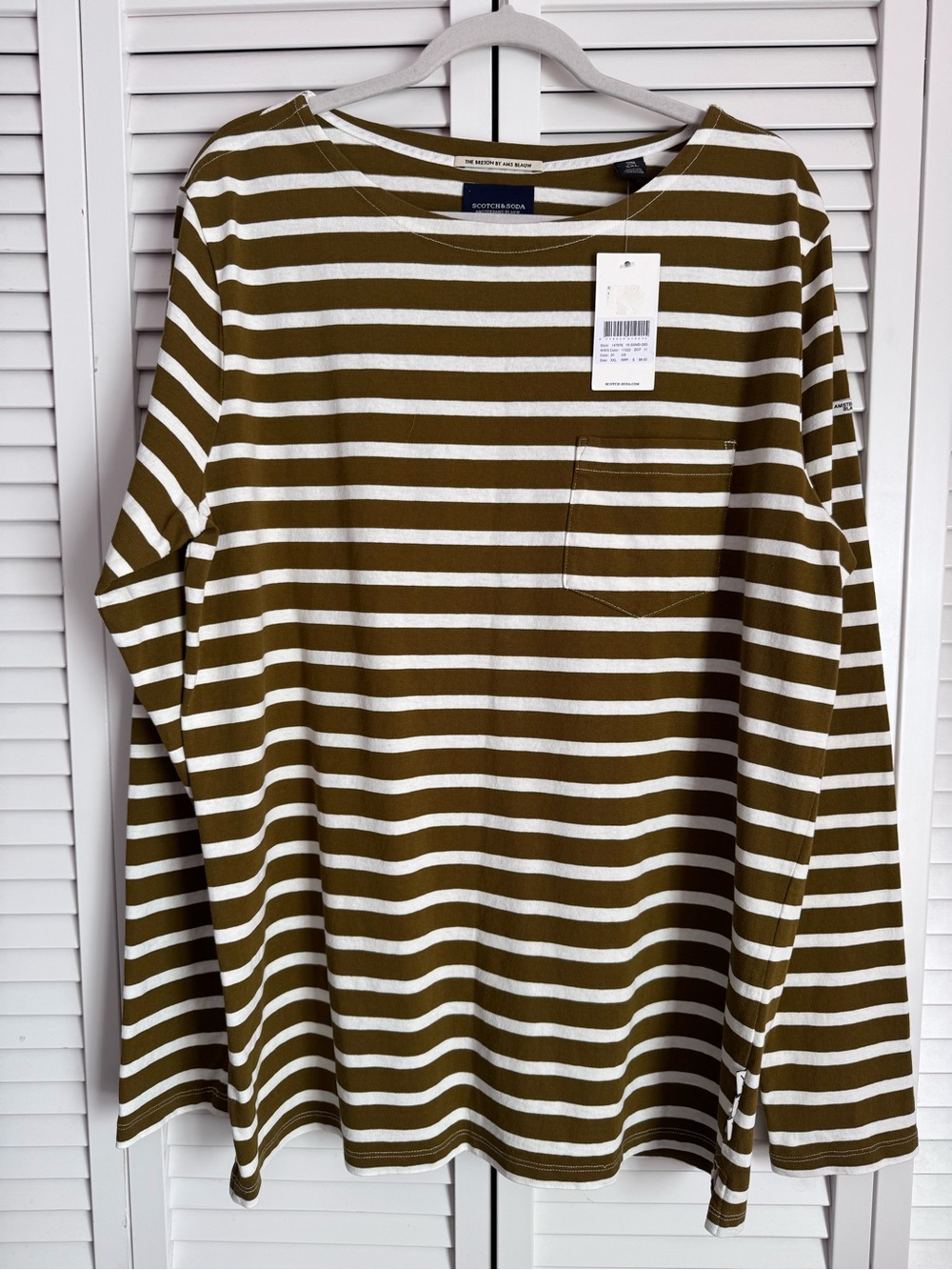 Scotch & Soda Men’s The Breton by Ams Blauw Long Sleeve Striped Shirt XXL NWT